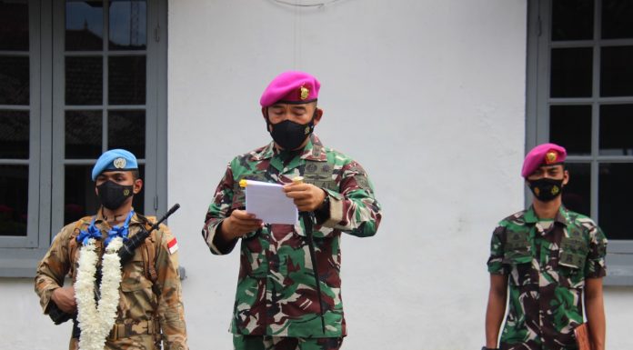 Danyonmarhanlan IV Pimpin Acara Penyambutan Personil Satgas Luar Negri