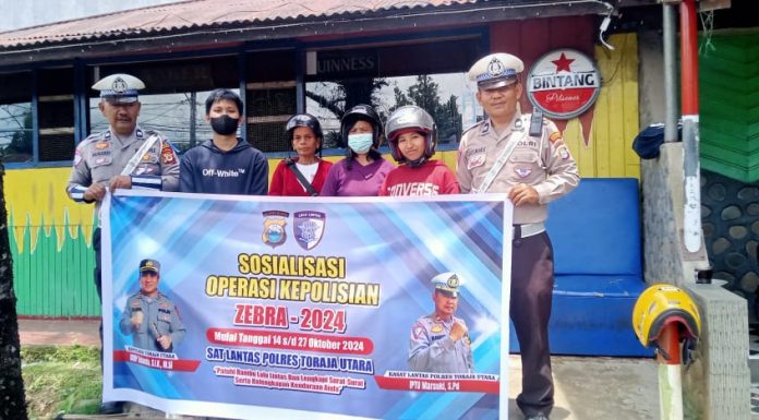 Gelar Ops Zebra Pallawa 2024, Sat Lantas Polres Toraja Utara Berikan Sosialisasi di Wilayah Kecamatan Kesu