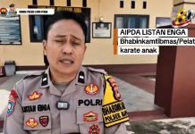 Aipda Listan Enga Raih Penghargaan Dedikasi Tertinggi Atas Prestasi Pengabdian ke Masyarakat Sebagai Polisi Sahabat Anak dan Pelatih Karate