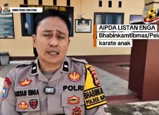 Aipda Listan Enga Raih Penghargaan Dedikasi Tertinggi Atas Prestasi Pengabdian ke Masyarakat Sebagai Polisi Sahabat Anak dan Pelatih Karate