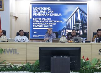 Kantah Bantaeng Hadiri Monitoring, Evaluasi, dan Pembinaan Tim Pelaksana II Kementerian ATR/BPN